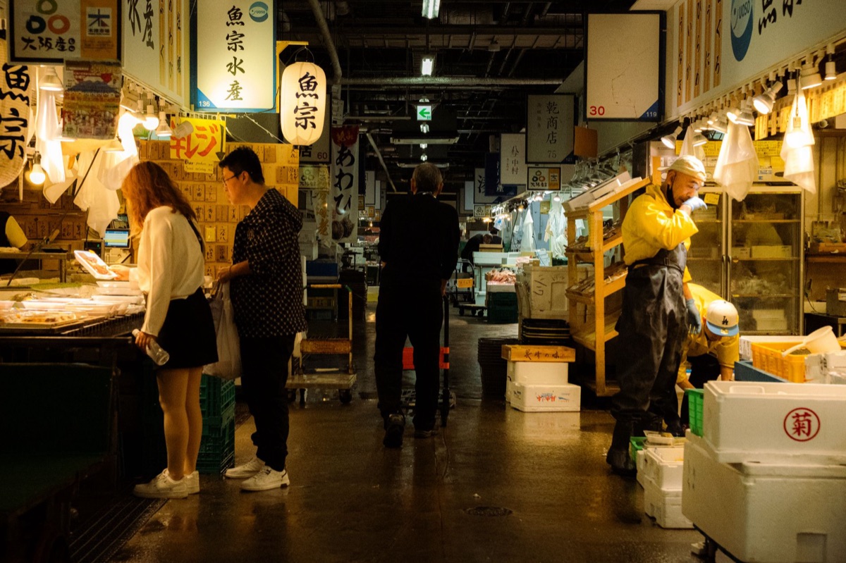 Osaka street food market with kushikatsu