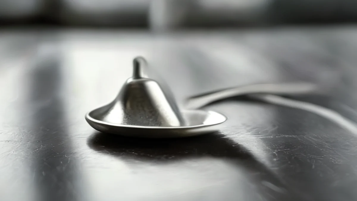 Klingelformiges Schneidetablett, aus Metall, zum Servieren oder Essen verwendet