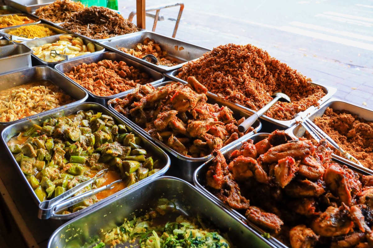 Osaka food market with variety of dishes