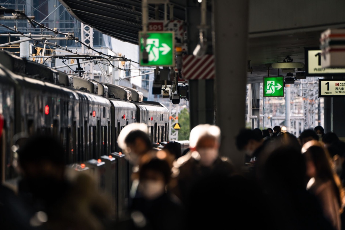 Crowded train station in Kansai region