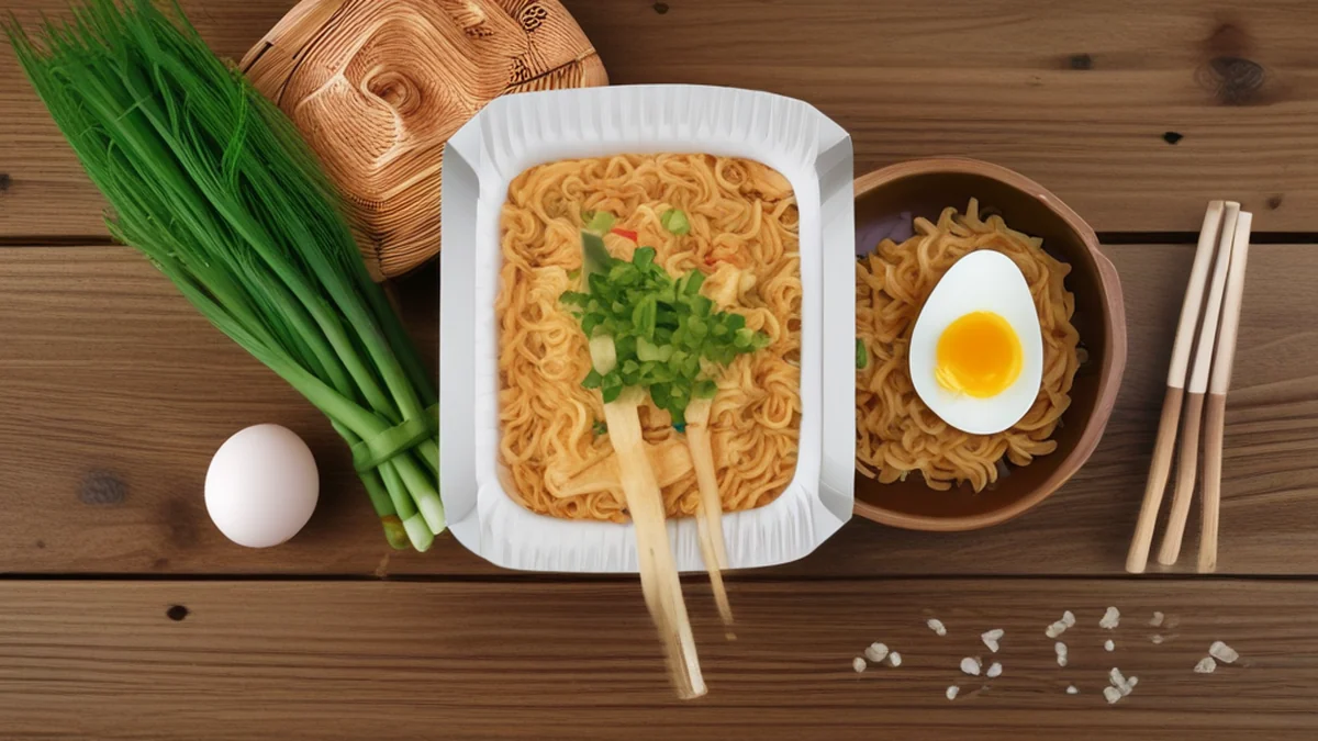 A table showing ingredients used in Korean ramen.