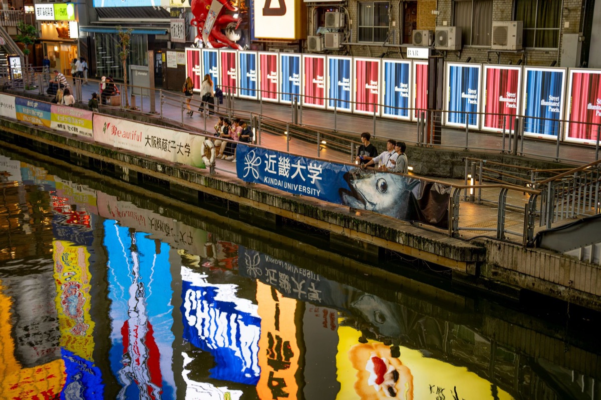 Dotonbori pedestrian path with glowing signs and busy streets