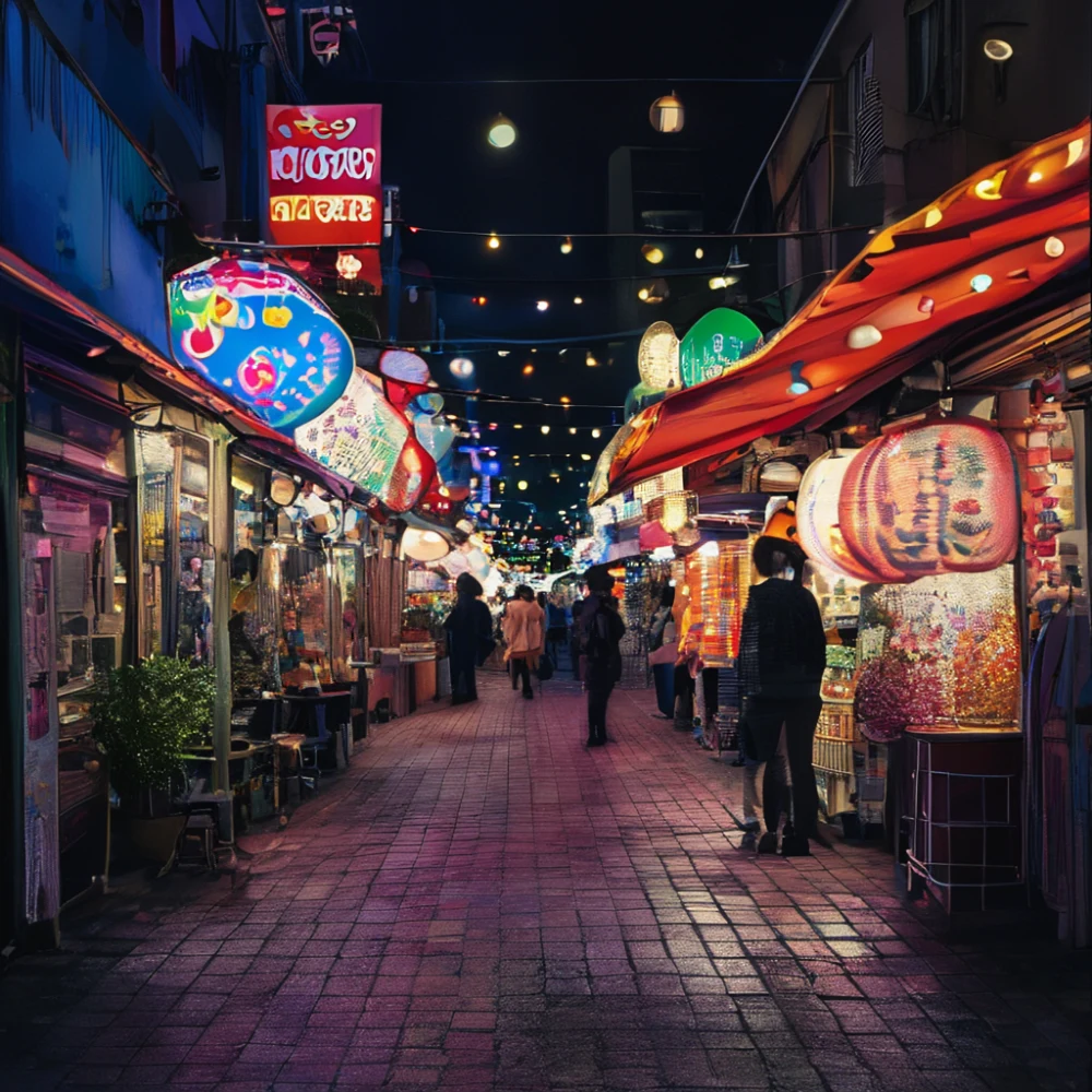 Il love Osaka: Dotonbori night market with glowing signs and busy street vendors